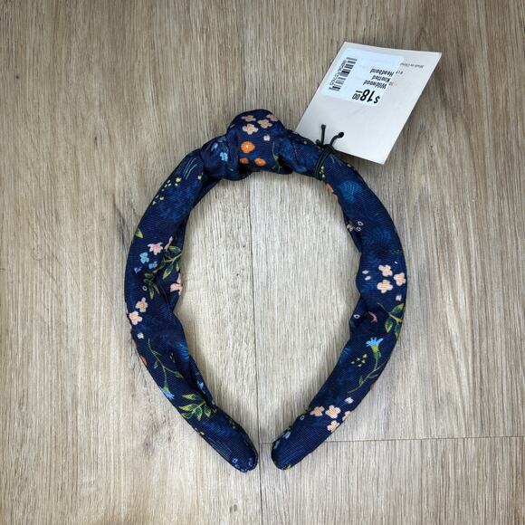 *NEW* Rifle Paper Co. Kids Headband Knotted Blue Floral Wildwood Boho Casual - Picture 2 of 4